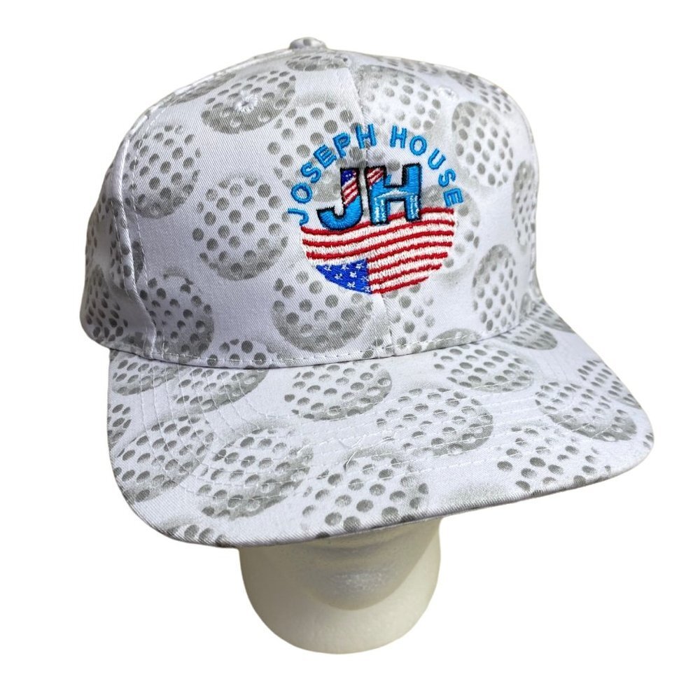 VTG Trucker Hat Golf Balls All Over Print American Flag Embroidery Joseph House - Picture 2 of 12